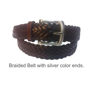 Leather belts braided brown